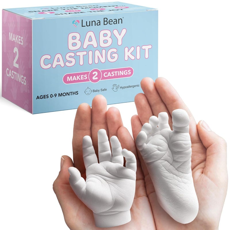 Luna Bean Baby Footprint and Hand Casting Kit (2 Pack) Personalized Baby Gifts for New Mom - Infant Newborn Foot Handprint Keepsake Mom to Be Gift - Image 1